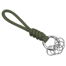 4" Paracord Keychain with KeyRings Braided Lanyard Wrist Strap Army Green