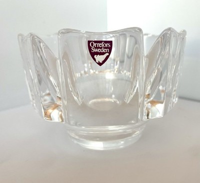 Orrefors Sweden Clear Crystal Glass Bowl with Original Label