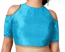 Women readymade silk blouse round neck choli gift for her party wear top