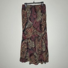 Vintage y2k dark moody grunge mixed paisley print pull on witchy maxi skirt Med