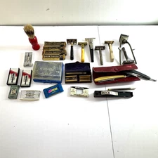 Vintage Safety Razor & Blade Lot Gillette Schick Valet Durham Shavers Set Lot