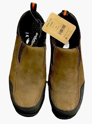 BRAHMA Work Boots Shoes Brown Leather Shale Steel Toe Slip-On Men\'s Size 9 Wide Brahma men main image 2