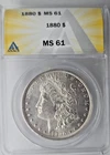 1880-P US Morgan Silver Dollar ANACA MS 61