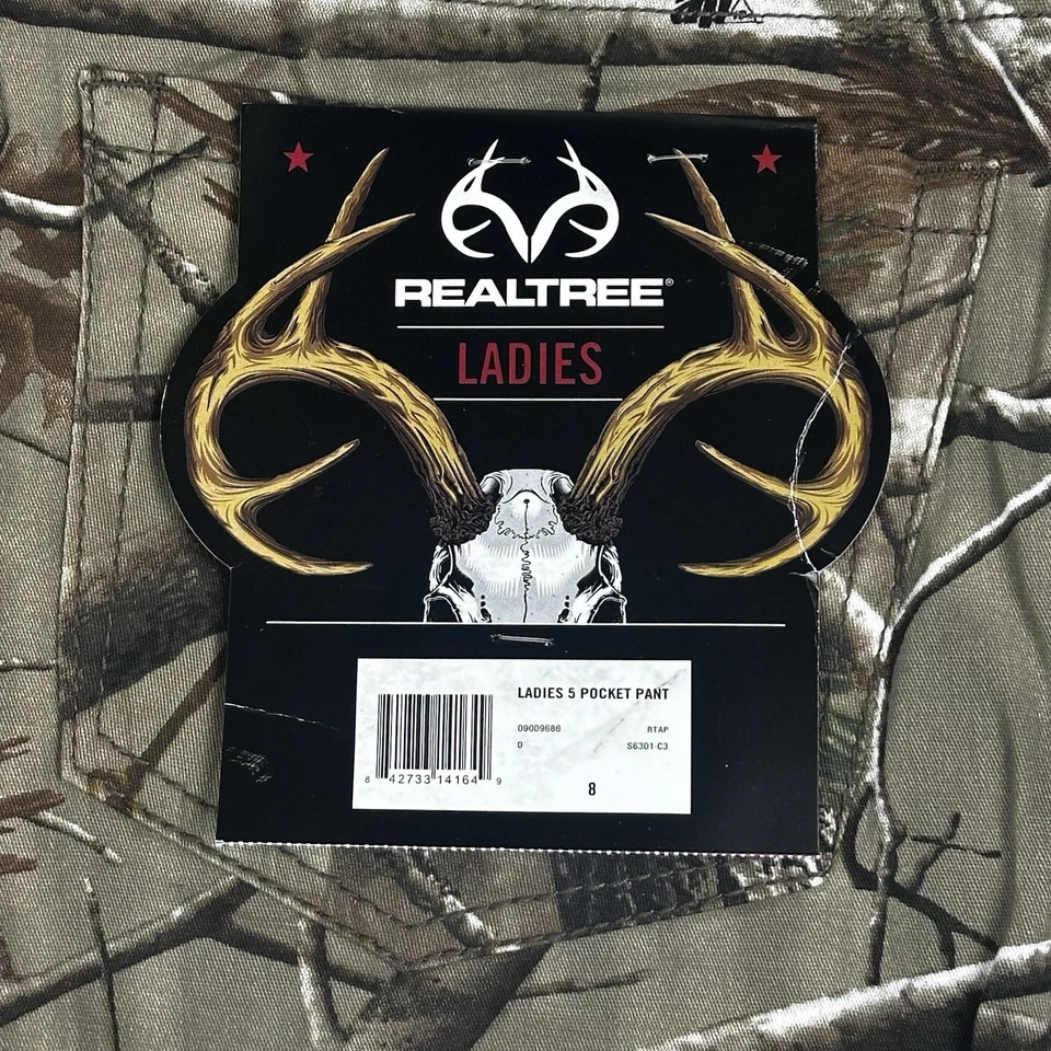 Realtree Camo Pants Ladies 8 Brown Green Camouflage Hunting 5 Pocket Outdoor - Image 4 of 4
