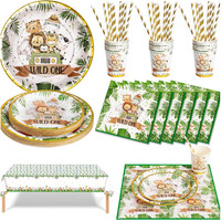 Dschungel Safari Partygeschirr 126 Stueck Tiere 25 Gaeste Kindergeburtstag Set