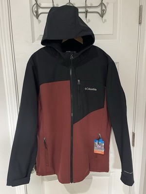 NWT Columbia Men s Thunder River FS Hooded Softshell Jacket Maroon Black Size L