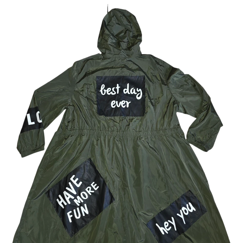 Mia Moda Regen- und Wettermantel Gr 54 Khaki Mit Schrift Details NEU - Bild 3 von 4