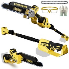 Cordless Pole Saw, 8-INCH 2-IN-1 Chainsaw, Electric Tree Trimmer with 9FT Tel...