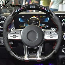 Carbon Fiber Led Steering Wheel For Mercedes-benz Amg A45 C63 E53 G63 Gla Glc 35