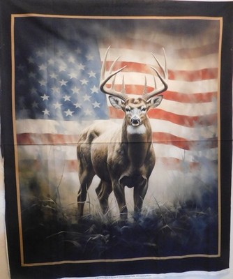 Marshall Dry Goods American Trophy  Deer 100% cotton Fabric Panel 45''
