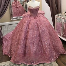 Tulle Bling Princess Quinceanera Dress Sweetheart Beadings Sweet 16 Dress A-Line