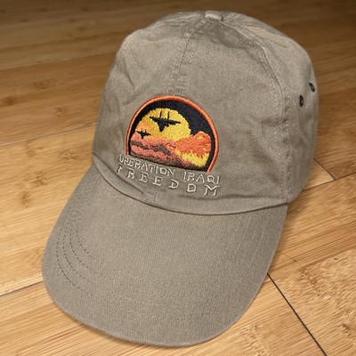 Rare TASK FORCE Operation Iraqi Freedom OIF Beige/Olive L/XL Strapback Dad Hat