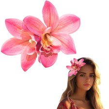 1 PCS Orchid Flower Hair Clips, 6Inch Large 1 Count Pack of 1 , Beige