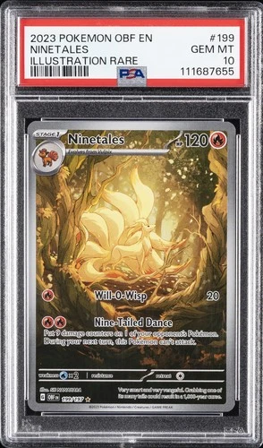 2023 POKEMON OBF EN-OBSIDIAN FLAMES ILLUSTRATION RARE #199 NINETALES PSA 10