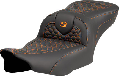 SADDLEMEN Roadsofa  Seat - Dragon Scale Stitch - Orange Stitch - w/o Backrest -