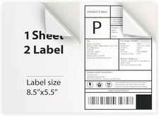 200-4000 Premium 8.5x5.5 Shipping Labels Half Sheet Self Adhesive