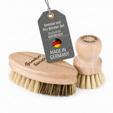 2 tlg. Champignonb&uuml;rste und Gem&uuml;seb&uuml;rste Set mit Naturborsten Obstb&uuml;rste Holz