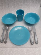 Step 2 Pretend Play Kitchen Replacement Blue Plate 2 bowls cup silverware