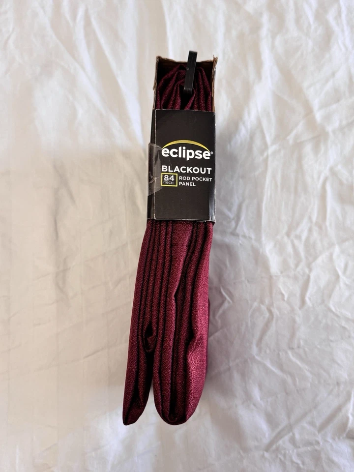 Eclipse Blackout Curtain Panels Burgundy 84” Length Rod Pocket Thermaback Pair - Image 4 of 4