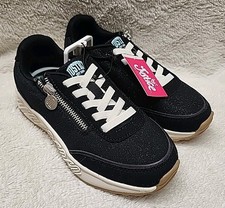 Justice Sport Varsity Sneakers Black W/ Fashionable Zipper On The Side Size 2