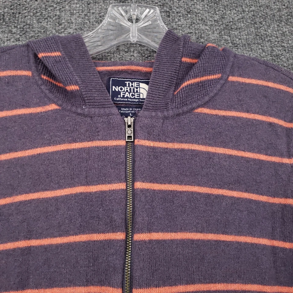 Sudadera con Capucha para Mujer The North Face L Grande Azul Rayas Mezcla de Lana Suéter Cremallera Completa Foto 4 de 4