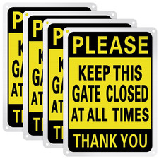 4 Pcs Please Keep This Gate Closed Sign 10X7 Weatherproof Metal Gate Closed Sign
