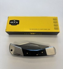 Buck 110 Folding Hunter Pocketknife, Black Wood Handle, Plain Clip, Lockback