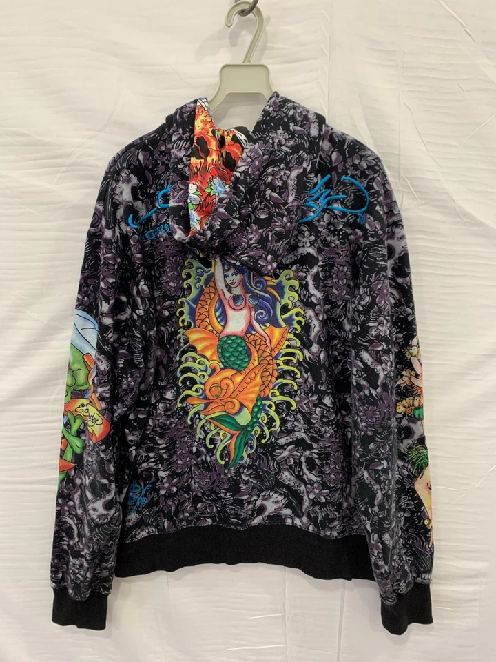 Sudadera con Capucha Ed Hardy por Christian Audigier XL Para Hombre Hecha en EE. UU. Gráfico Completo #127 Foto 2 de 4