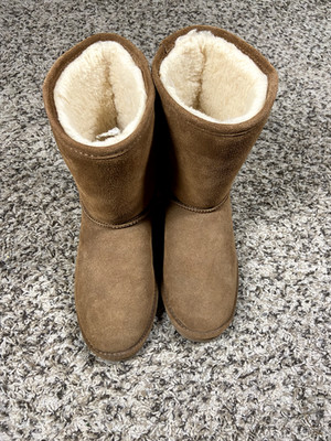 Bearpaw Womens Brown Suede Shearling Winter Boots US 8 9 Mid Calf Cozy