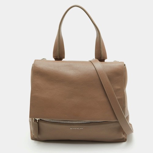 Givenchy Pandora Taupe Beige Leather Flap Top Handle Bag