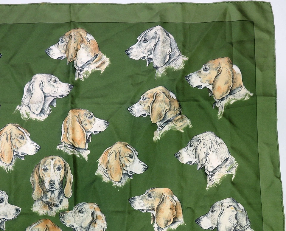 Auténtica bufanda HERMES "MONARCH" verde 100 % seda #62051B Foto 3 de 4