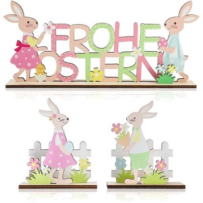 Osterhase 3er Set Holz Deko Dekoaufsteller Ostern Frühling Garten Dekoration