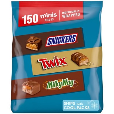 Snickers Twix Milky Way Minis Variety Pack 150 Ct Bulk Chocolate Candy Bars