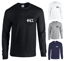 Phi Kappa Sigma Fraternity Long Sleeve POCKET Shirt Letters - NEW