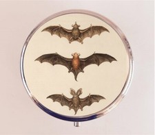 Bats Pill Box Case Pillbox Holder Trinket Victorian Goth Halloween