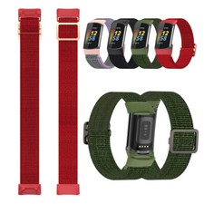 For Fitbit Charge 5 6 Bands Soft Breathable Adjustable Stretchy Nylon Loop Band