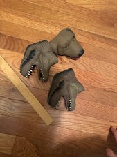 Soft Silicone Brown Dinosaur T-Rex 2 PCS and Dog Hand Puppets 1 PCS 5"L