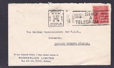 1933 KING GEORGE V 2d PRE-DECIMAL STAMP WUNDERLICH LTD COMMERCIAL COVER #B120