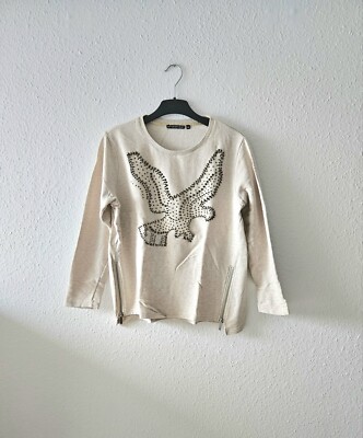 Pullover sweati beige Perlen vogel Studio E.B.