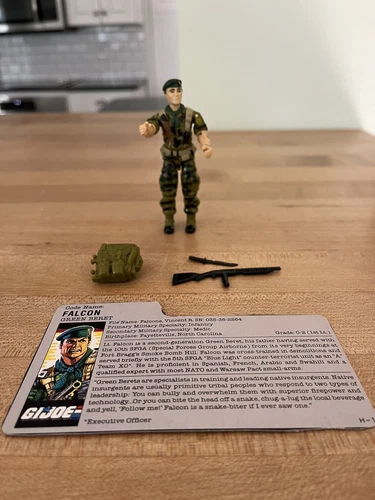 Vintage GI Joe Falcon 1987 Near Complete With File Card