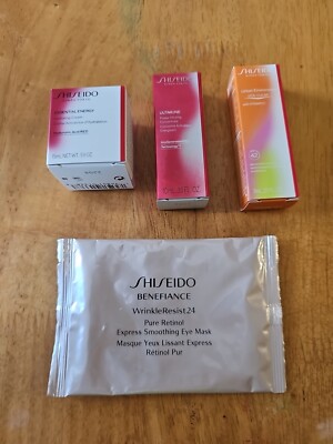 shisheido 4 piece travel kit - cream, spf, serum, eye mask