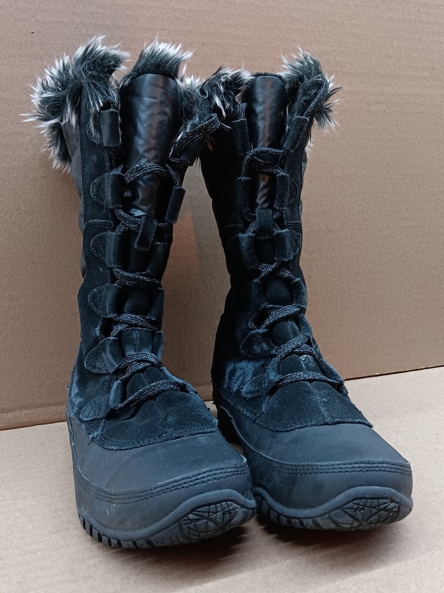 The North Face Black Leather Waterproof Winter Snow Boots  display picture 1