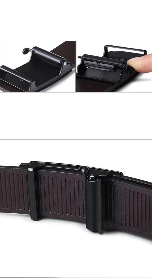 Luxury Men's Cowskn Leather Belt Automatc Buckle Strap Ratchet