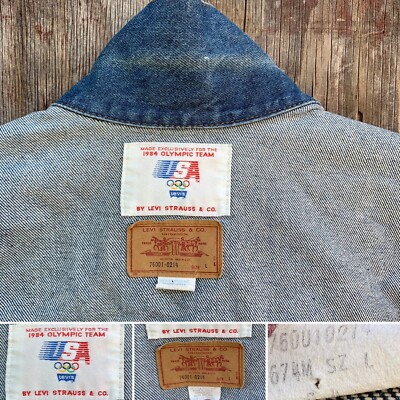 1984 Olympic Team Vintage Levis Denim Jacket 76001-0214 Size L 80s