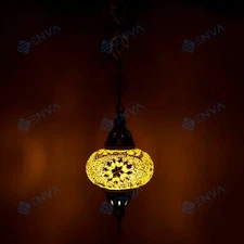 Turkish Moroccan Mosaic Ceiling Hanging Pendant Light Fixture Lamp - Free Bulb