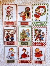 9 Christmas Vintage Retro Children Cards Pocket Pen Pal Letter Cards only 207N
