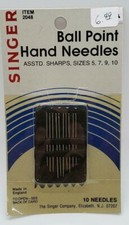 Singer Ball Point Hand Sewing Needles, 10 Count, Sizes 5,7,9, 10, Made England