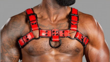 MEN Leather Adjustable Chest Strap Half Harness Club-Wear Costume Bulldog Harnes