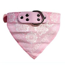 Dog Cat Medium Pet Neck Baby Pink Scarf Bandana Leash Leather Adjustable Belt
