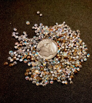Lot of 500 Small Crystal AB Czec Rhinestones Mixed sizes 7, 8 ,9 ,11, 12ss